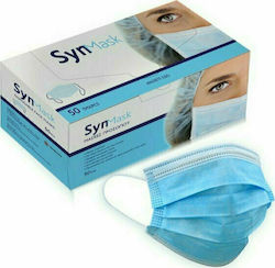 Syndesmos SynMask 3ply Χειρουργικές Μάσκες μιας Χρήσης Type IIR BFE ≥ 98% Schutzmaske Typ IIR Chirurgisch Hellblau 50Stück