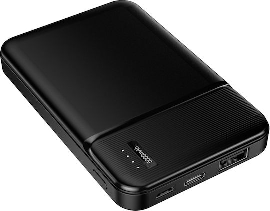 Maxlife MXPB-01 Power Bank 5000mAh με 2 Θύρες USB-A και Θύρα USB-C Μαύρο
