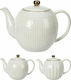 JK Home Decoration Чайник с Чаша Керамичен Бял 1100мл