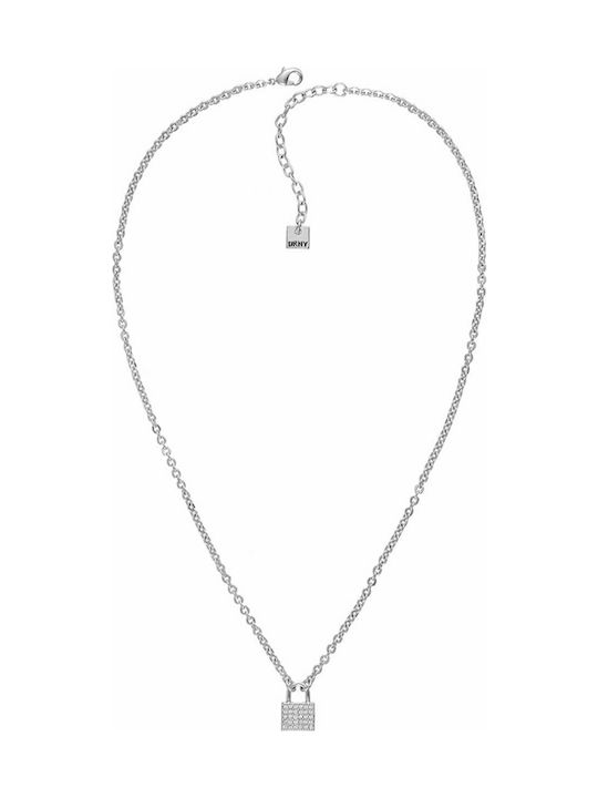 DKNY Small Crystal Padlock Necklace