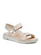 Clarks Tri Sporty Leather Women's Flat Sandals Anatomic Sporty In Beige Colour