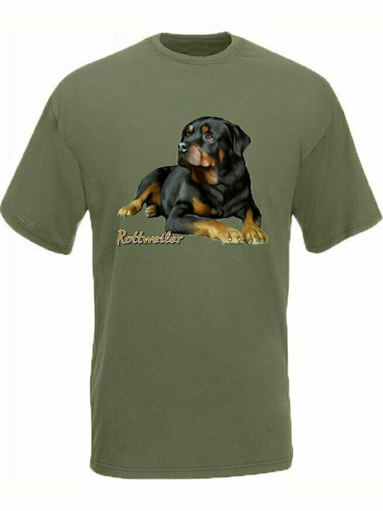 Rottweiler Hund T-shirt Khaki
