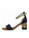 Suede Sandals Navy Blue
