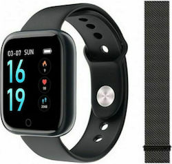 T80S Smartwatch με Παλμογράφο (Μαύρο)