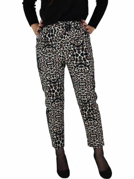 Toi&Moi Women's Fabric Trousers Leopard