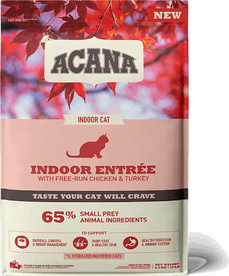 Acana Indoor Entrée Dry Food Grain-Free & Gluten-Free for Adult Sterilized Cats with Turkey 0.34kg