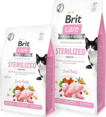 Brit Sterilized Sensitive Trockenfutter für erwachsene kastrierte Katzen mit Geflügel / Huhn Erwachsene Kaninchen 7kg