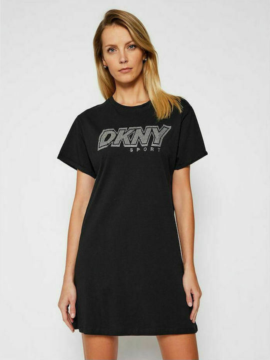 DKNY Καλοκαιρινό Mini T-shirt Φόρεμα Μαύρο