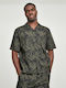 Short-sleeved Cotton Shirt Floral Khaki