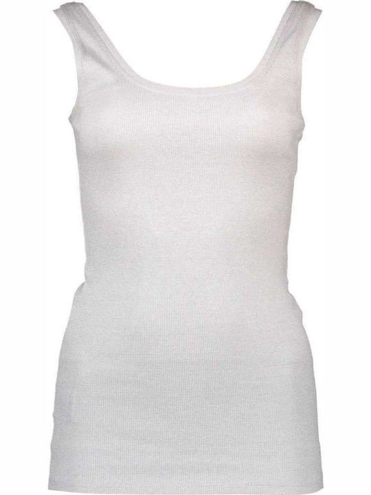 Silvian Heach Women's Athletic Cotton Blouse Sleeveless White