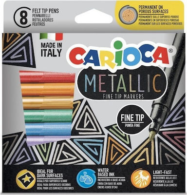 Carioca Metallic Fine Tip Zeichenmarker Dünne Set 8 Farben 43162