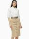 Gant High Waist Midi Skirt in Beige color