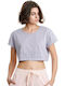 BodyTalk 1211-904820 Women's Athletic Crop Top Short Sleeve Lilacc