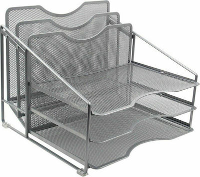 Osco Metallic Filing Tray with 3 Shelves 3978 Gray 24.7x29x32cm