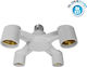 GloboStar Socket Adapter from GU10 to E27 in White color Set 1pcs from 1xE27 Socket to 4xE27 White 78977
