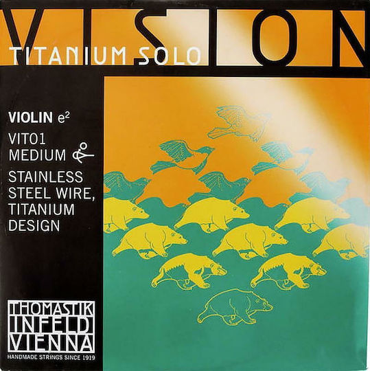Thomastik Μονή Stainless Steel Χορδή για Βιολί 4/4 Vision Titanium Solo Violin E (Mi) Medium 4/4