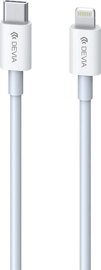 Devia Редовна USB-C към Lightning кабел 20W Бял 1м (DVCB-326868)