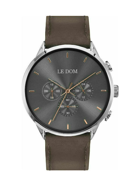 Le Dom Principal Uhr Chronograph Batterie mit Braun Lederarmband