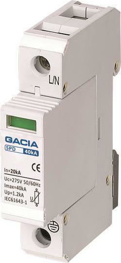 Gacia 1-Pole Panel Lightning Protection 20kA 275V