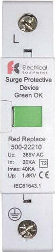 Eurolamp 1-Pole Inspired T1 / T2 Panel Lightning Protection 12.5kA 1P+NPE 12.5kA 275V