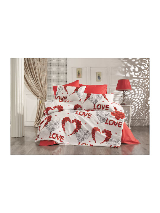 Dimcol Duvet Cover Single 160x240 Passion 303 White Red