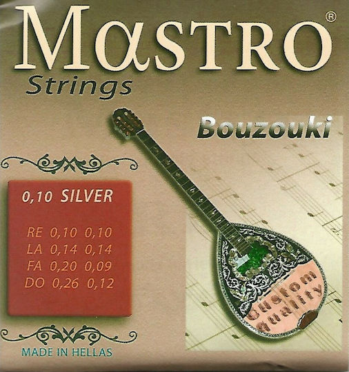 Mastro Silver Custom Einstellen Bouzouki-Saiten Silver Plated Μπουζουκιού 10 - 26" 8χορδου Μπουζουκιού