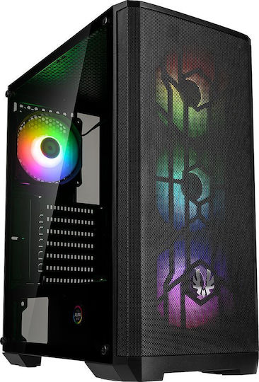 BitFenix Nova Mesh SE TG RGB Геймърско бюро Midi Tower Компютърна кутия със страничен прозорец Черен