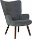 Alma Ohrensessel Samt Grey 69x76x97cm
