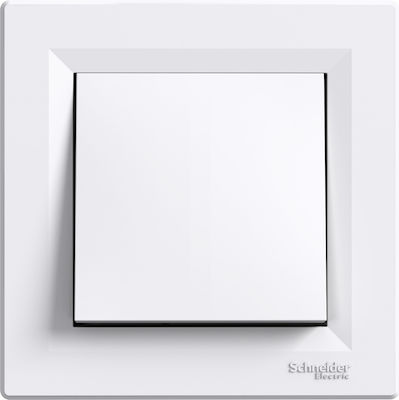 Schneider Electric Asfora Recessed Electrical Lighting Wall Switch with Frame Basic White