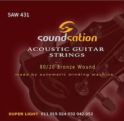 Soundsation Набор Струни За Акустична Китара 80/20 Бронз 11 - 52 Super Light Soundsation Набор Струни За Акустична Китара 80/20 Бронз 11 - 52 Super Light