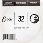 Elixir Single Phosphor Bronze String for Acoustic Guitar Nanoweb Loop End .032"