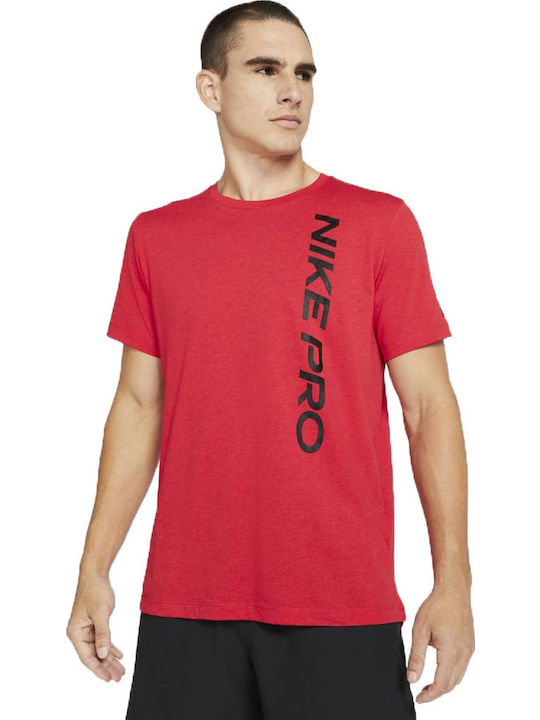 Nike Pro Men's Sports Dri-Fit T-Shirt with Logo Red