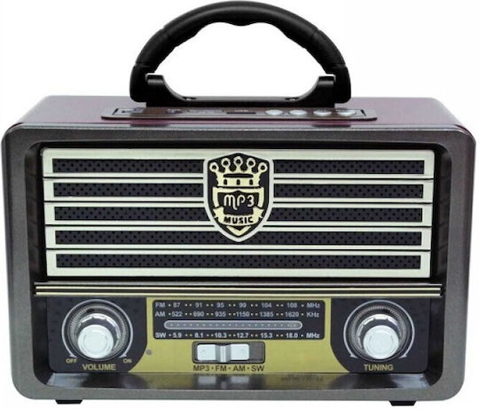 Meier MD113BT Retro Φορητό Ραδιόφωνο Επαναφορτιζόμενο με Bluetooth και USB Μαύρο