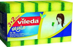 Vileda Style Tip-Top Set Bureți de bucătărie Plăci Galbeni 5buc