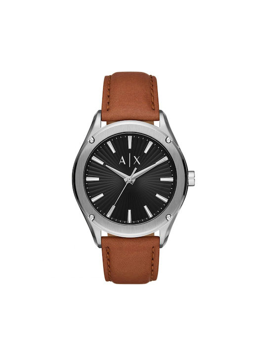 Armani Exchange Fitz Watch Battery with Brown Leather Strap