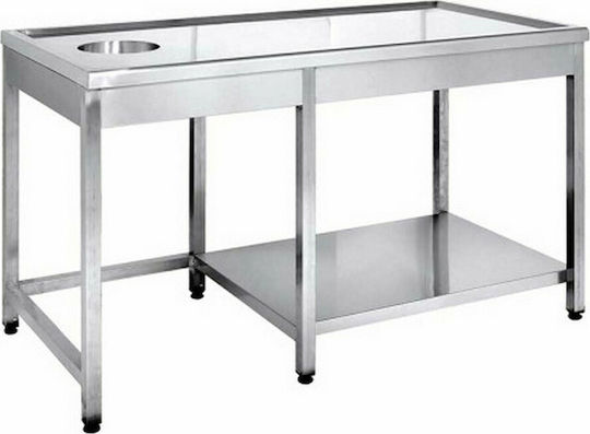 Niki Inox Ανοξείδωτο Τραπέζι με Τρύπα για Κάδο Μ160xΒ70xΥ88cm