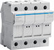 Hager Disconnect Switch Electrical Panel 3P+N for 10.3x38mm Fuses LSN504