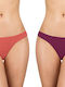 Bamboo Damen Slip 2Pack Bordeaux/Coral