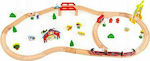 Ecotoys Railroad Set with Train made of Wood for 3++ Years