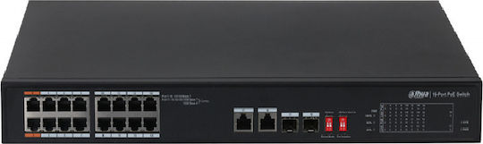 Dahua PFS3218-16ET-135 Unverwaltet L2 PoE+ Switch mit 16 Ports Ethernet und 2 SFP Ports