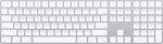 Apple Magic Keyboard with Numeric Keypad Fără fir Bluetooth Doar tastatura Engleză US Argint