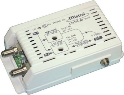 Mistral L1x112 Ενισχυτής Γραμμής VHF-UHF 40dB 1 εξόδου με φίλτρο LTE 5G