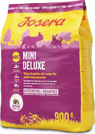 Josera Super Premium Minideluxe 0.9kg Dry Food Grain-Free & Gluten-Free for Adult Small Breed Dogs with Corn, Poultry and Rice