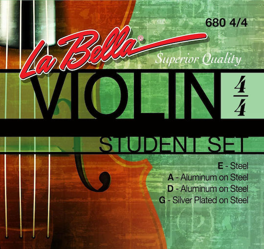 La Bella Set of Steel Strings for Violin 4/4 680 Student Set Medium 4/4