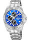 Festina Ανδρικό Ρολόι 43mm Χρονογράφος Μπαταρίας με Ασημί Μεταλλικό Μπρασελέ