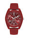 Guess Herrenuhr 46mm Batterie mit Rot Stoffarmband