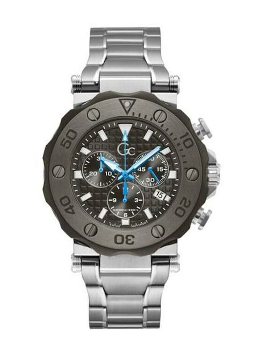 GC Watches Collection Men's Watch 44mm Chronograph Battery with Silver Metal Bracelet
