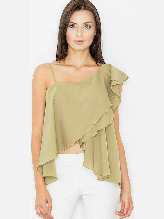 Figl M479 Women's Summer Blouse with Straps Green 60711