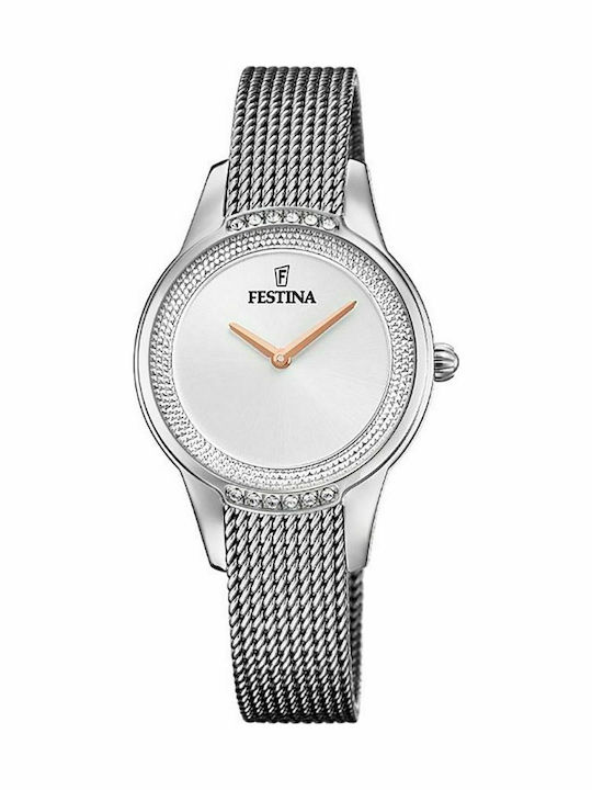 Festina Γυναικείο Ρολόι 30mm Μπαταρίας με Ασημί...