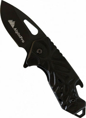 AlpinPro Pocket Knife Black with Blade made of Stainless Steel